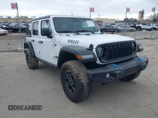 2024 Jeep Wrangler Willys z VIN 1C4RJXN66RW146102, wystawiony jako IAAI lot #41735965 z przebiegiem 12 092 mil mil oraz . Historia ofert i sprzedaży dostępna na DreamBid. Obrazek 1.