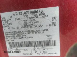 2009 Ford F-150 XL z VIN 1FTPW14V69FA20496, wystawiony jako IAAI lot #40930039 z przebiegiem 148 173 mil mil oraz . Historia ofert i sprzedaży dostępna na DreamBid. Obrazek 9.