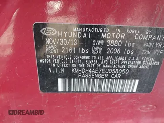 2014 Hyundai Elantra SE z VIN KMHDH4AE7EU058050, wystawiony jako IAAI lot #42139887 z przebiegiem 118 802 mil mil oraz . Historia ofert i sprzedaży dostępna na DreamBid. Obrazek 9.