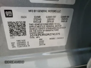 2024 Cadillac XT6 FWD Premium Luxury z VIN 1GYKPCRS2RZ741375, wystawiony jako Copart lot #54308865 z przebiegiem 9 932 mil mil oraz Szkoda całkowita • Salvage title. Historia ofert i sprzedaży dostępna na DreamBid. Obrazek 14.