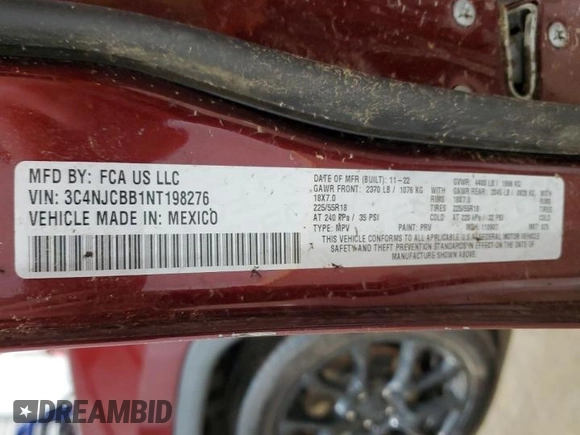 2022 Jeep Compass Altitude with VIN 3C4NJCBB1NT198276, listed as a Copart auction lot 74834184 with 31,729 mi miles and Clean title. Bid and sale history available at DreamBid. Image 13.
