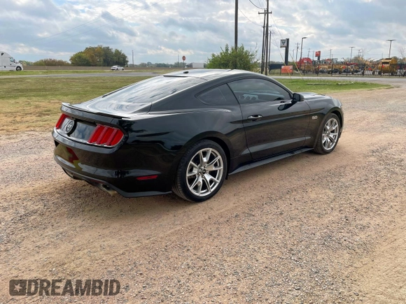 2015 Ford Mustang GT with VIN 1FA6P8CF0F5413364, listed as a Copart auction lot 57213505 with 76,831 mi miles and Clean Title. Bid and sale history available at DreamBid. Image 4.
