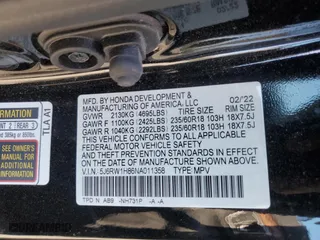 2022 Honda CR-V EX-L with VIN 5J6RW1H86NA011358, listed as a Copart auction lot 47057195 with 33,302 mi miles and Salvage Title. Bid and sale history available at carsss.com. Image 14.