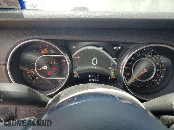 2020 Jeep Wrangler Unlimited Sahara with VIN 1C4HJXEN9LW121382, listed as a Copart auction lot 53279355 with 55,954 mi miles and Salvage title. Bid and sale history available at DreamBid. Image 9.