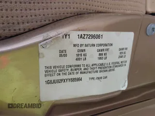 2000 Saturn LW z VIN 1G8JU82FXYY685964, wystawiony jako IAAI lot #41590679 z przebiegiem 118 966 mil mil oraz . Historia ofert i sprzedaży dostępna na DreamBid. Obrazek 9.
