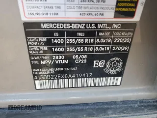 2008 Mercedes-Benz M 320 CDI with VIN 4JGBB22EX8A419417, listed as a Copart auction lot 48437055 with 190,404 mi miles and Salvage Title. Bid and sale history available at carsss.com. Image 13.