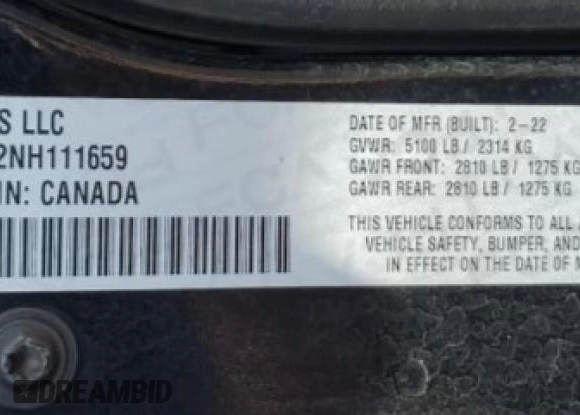 2022 Chrysler 300 S z VIN 2C3CCABG2NH111659, wystawiony jako Copart lot #50275975 z przebiegiem 34 926 mil mil oraz Szkoda całkowita • Salvage title. Historia ofert i sprzedaży dostępna na DreamBid. Obrazek 13.