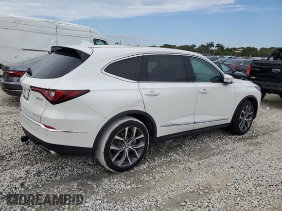 2022 Acura MDX w/Technology Package with VIN 5J8YE1H48NL045633, listed as a Copart auction lot 76291404 with 30,250 mi miles and Salvage Title. Bid and sale history available at carsss.com. Image 3.