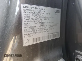 2019 Audi Q8 Premium Plus with VIN WA1BVAF14KD009032, listed as a Copart auction lot 52612715 with Not provided miles and Salvage title. Bid and sale history available at DreamBid. Image 15.