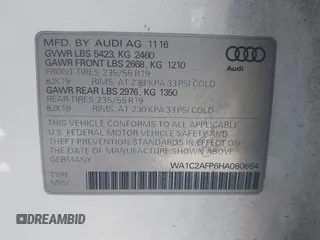 2017 Audi Q5 Premium with VIN WA1C2AFP6HA080664, listed as a IAAI auction lot 41892678 with 162,118 mi miles and . Bid and sale history available at DreamBid. Image 9.