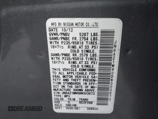 2013 Nissan Murano SV with VIN JN8AZ1MW0DW303673, listed as a IAAI auction lot 41645516 with 121,136 mi miles. Bid and sale history available at carsss.com. Image 9.