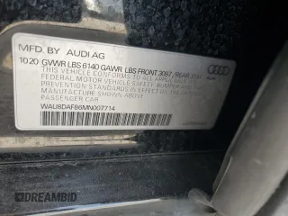 2021 Audi A8 with VIN WAU8DAF86MN007714, listed as a Copart auction lot 72371804 with 55,932 mi miles and Salvage Title. Bid and sale history available at carsss.com. Image 13.