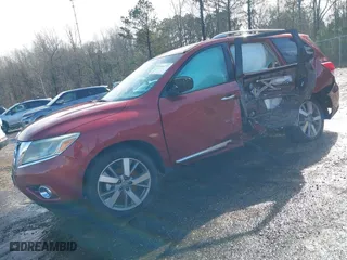 2013 Nissan Pathfinder SL with VIN 5N1AR2MN0DC629317, listed as a IAAI auction lot 41468177 with 157,286 mi miles. Bid and sale history available at carsss.com. Image 2.