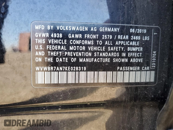 2019 Volkswagen Arteon SE с VIN WVWBR7AN7KE028319, выставлен на аукционе Copart как лот 51652055 с пробегом 85 111 миль миль и Списание • Salvage title. История ставок и продаж доступна на DreamBid. Изображение 15.