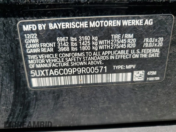 2023 BMW X5 xDrive45e z VIN 5UXTA6C09P9R00571, wystawiony jako Copart lot #61052995 z przebiegiem 9 702 mil mil oraz Szkoda całkowita • Salvage title. Historia ofert i sprzedaży dostępna na DreamBid. Obrazek 13.
