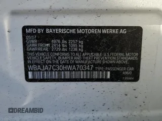 2017 BMW 5 Series 530i xDrive with VIN WBAJA7C30HWA70347, listed as a Copart auction lot 49406155 with 89,908 mi miles and Salvage Title. Bid and sale history available at carsss.com. Image 12.