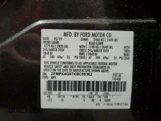 2019 Ford Edge SE z VIN 2FMPK4G97KBC08362, wystawiony jako Copart lot #53833875 z przebiegiem 81 153 mil mil oraz Szkoda całkowita • Salvage title. Historia ofert i sprzedaży dostępna na DreamBid. Obrazek 13.