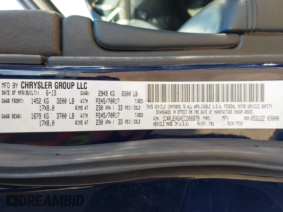 2014 Jeep Grand Cherokee Laredo with VIN 1C4RJEAGXEC206879, listed as a IAAI auction lot 41073934 with 160,457 mi miles. Bid and sale history available at carsss.com. Image 9.