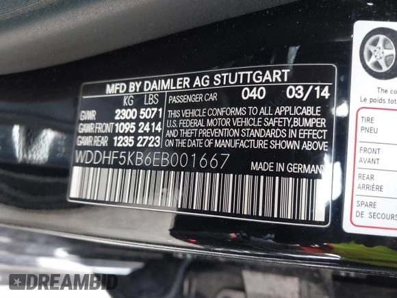 2014 Mercedes-Benz E 350 Sport with VIN WDDHF5KB6EB001667, listed as a IAAI auction lot 41531868 with 95,727 mi miles and . Bid and sale history available at DreamBid. Image 9.