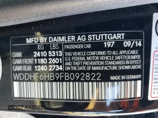 2015 Mercedes-Benz E-Class E 400 with VIN WDDHF6HB9FB092822, listed as a Copart auction lot 42596834 with 65,562 mi miles. Bid and sale history available at carsss.com. Image 12.