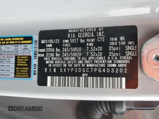 2023 Kia Telluride EX X-Line z VIN 5XYP3DGC7PG403202, wystawiony jako Copart lot #50077475 z przebiegiem 28 278 mil mil oraz Szkoda całkowita • Salvage title. Historia ofert i sprzedaży dostępna na DreamBid. Obrazek 13.