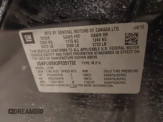 2015 GMC Terrain SLE with VIN 2GKFLWEK3F6351732, listed as a IAAI auction lot 41673254 with 152,914 mi miles and . Bid and sale history available at carsss.com. Image 9.