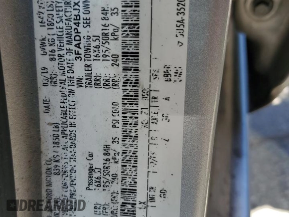 2019 Ford Fiesta SE with VIN 3FADP4BJXKM137365, listed as a Copart auction lot 56580964 with 0 mi miles and Salvage Title. Bid and sale history available at carsss.com. Image 12.