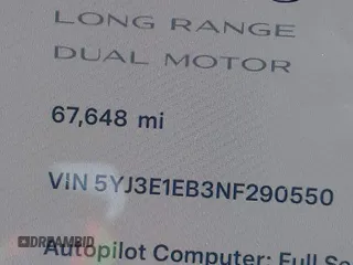 2022 Tesla Model 3 Long Range with VIN 5YJ3E1EB3NF290550, listed as a IAAI auction lot 41826287 with 67,648 mi miles and . Bid and sale history available at DreamBid. Image 16.