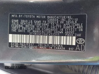2010 Toyota Corolla with VIN 2T1BU4EE6AC452311, listed as a IAAI auction lot 42148627 with 217,921 mi miles. Bid and sale history available at carsss.com. Image 9.