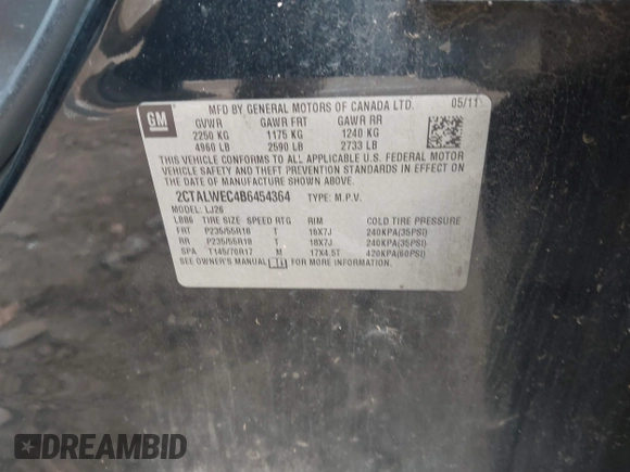 2011 GMC Terrain SLT-2 with VIN 2CTALWEC4B6454364, listed as a IAAI auction lot 41480757 with 196,638 mi miles and . Bid and sale history available at carsss.com. Image 9.