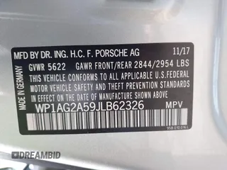 2018 Porsche Macan GTS z VIN WP1AG2A59JLB62326, wystawiony jako IAAI lot #42176369 z przebiegiem 87 686 mil mil oraz . Historia ofert i sprzedaży dostępna na DreamBid. Obrazek 9.