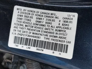 2017 Honda Civic EX-T with VIN 2HGFC1F36HH640361, listed as a IAAI auction lot 42161823 with 73,780 mi miles. Bid and sale history available at carsss.com. Image 9.