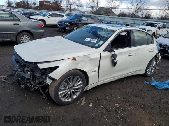 2017 Infiniti Q50 3.0t Signature Edition with VIN JN1EV7ARXHM833082, listed as a Copart auction lot 42779385 with 0 mi miles and Salvage Title. Bid and sale history available at carsss.com. Image 1.