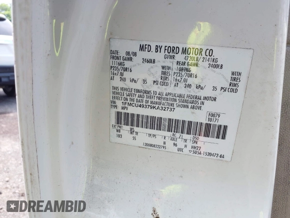 2009 Ford Escape Hybrid with VIN 1FMCU49379KA32737, listed as a IAAI auction lot 42575516 with 144,571 mi miles and . Bid and sale history available at DreamBid. Image 9.