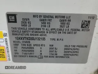 2013 GMC Acadia Denali with VIN 1GKKVTKD3DJ132105, listed as a Copart auction lot 51278235 with 176,429 mi miles and Salvage Title. Bid and sale history available at carsss.com. Image 13.