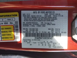 2014 Ford Fusion SE with VIN 3FA6P0H75ER230542, listed as a IAAI auction lot 41890146 with 97,265 mi miles. Bid and sale history available at carsss.com. Image 9.