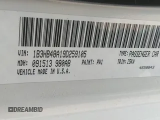 2009 Dodge Caliber SXT with VIN 1B3HB48A19D259105, listed as a IAAI auction lot 41881974 with 127,096 mi miles and . Bid and sale history available at DreamBid. Image 9.
