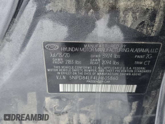 2020 Hyundai Elantra SEL z VIN 5NPD84LF4LH605860, wystawiony jako Copart lot #47171925 z przebiegiem 148 762 mil mil oraz Szkoda całkowita • Salvage title. Historia ofert i sprzedaży dostępna na DreamBid. Obrazek 12.