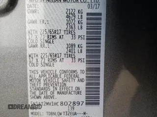 2017 Nissan Rogue SL with VIN 5N1AT2MV1HC802897, listed as a Copart auction lot 54335765 with 62,358 mi miles and Salvage Title. Bid and sale history available at carsss.com. Image 13.