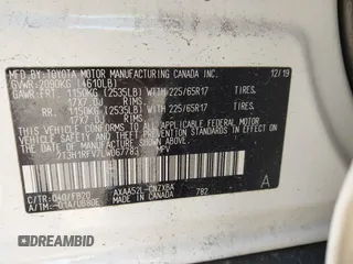 2020 Toyota RAV4 LE with VIN 2T3H1RFV7LW067783, listed as a IAAI auction lot 41784640 with 54,312 mi miles. Bid and sale history available at carsss.com. Image 9.