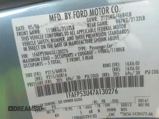 2007 Ford Taurus SE z VIN 1FAFP53U47A130276, wystawiony jako IAAI lot #38111355 z przebiegiem 205 721 mil mil oraz . Historia ofert i sprzedaży dostępna na DreamBid. Obrazek 9.