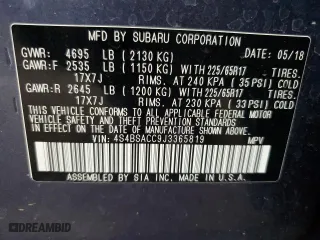 2018 Subaru Outback Premium with VIN 4S4BSACC9J3365819, listed as a Copart auction lot 51110225 with 36,285 mi miles and Salvage Title. Bid and sale history available at carsss.com. Image 13.
