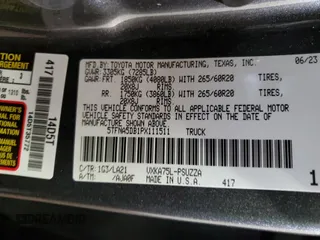 2023 Toyota Tundra Platinum с VIN 5TFNA5DB1PX111511, выставлен на аукционе Copart как лот 43710805 с пробегом Не указан миль и Списание • Salvage title. История ставок и продаж доступна на DreamBid. Изображение 15.