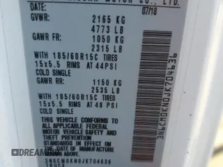 2018 Nissan NV200 SV z VIN 3N6CM0KN0JK704636, wystawiony jako Copart lot #46660035 z przebiegiem 49 707 mil mil oraz Szkoda całkowita • Salvage title. Historia ofert i sprzedaży dostępna na DreamBid. Obrazek 13.