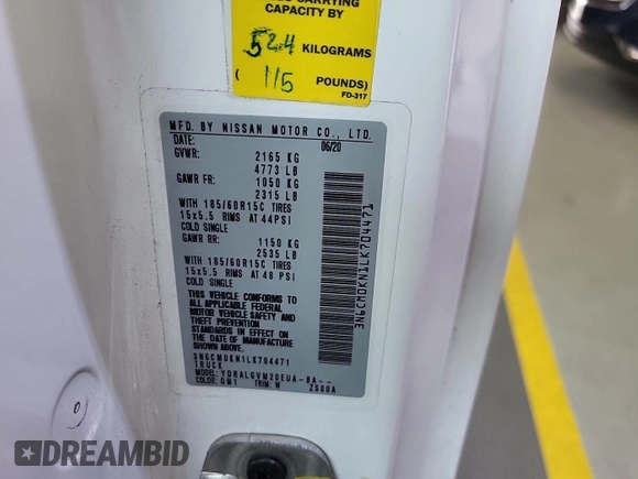 2020 Nissan NV200 SV with VIN 3N6CM0KN1LK704471, listed as a IAAI auction lot 42748291 with 99,672 mi miles and . Bid and sale history available at DreamBid. Image 18.