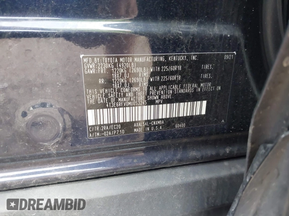 2021 Toyota RAV4 Hybrid XSE with VIN 4T3E6RFV0MU053245, listed as a IAAI auction lot 42426959 with 28,717 mi miles and . Bid and sale history available at DreamBid. Image 9.