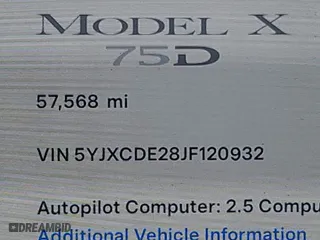 2018 Tesla Model X 75D with VIN 5YJXCDE28JF120932, listed as a IAAI auction lot 41899059 with 57,568 mi miles. Bid and sale history available at carsss.com. Image 9.