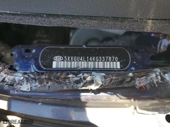 2019 Kia Optima EX with VIN 5XXGU4L14KG337870, listed as a Copart auction lot 63225354 with 0 mi miles and Salvage Title. Bid and sale history available at carsss.com. Image 12.