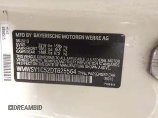2013 MINI Roadster with VIN WMWSY1C52DT625564, listed as a IAAI auction lot 41442864 with 98,240 mi miles and . Bid and sale history available at DreamBid. Image 9.