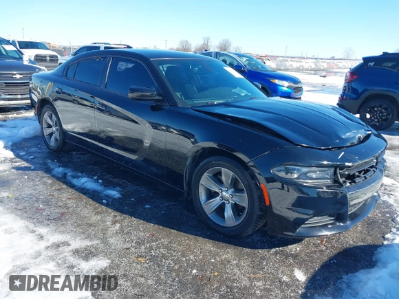 2015 Dodge Charger SXT with VIN 2C3CDXHG5FH841090, listed as a IAAI auction lot 41293591 with 107,732 mi miles and . Bid and sale history available at DreamBid. Image 1.